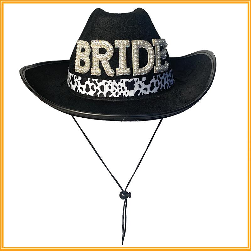 E-commerce Bride Single Party Cowboy Pattern Female White Hat