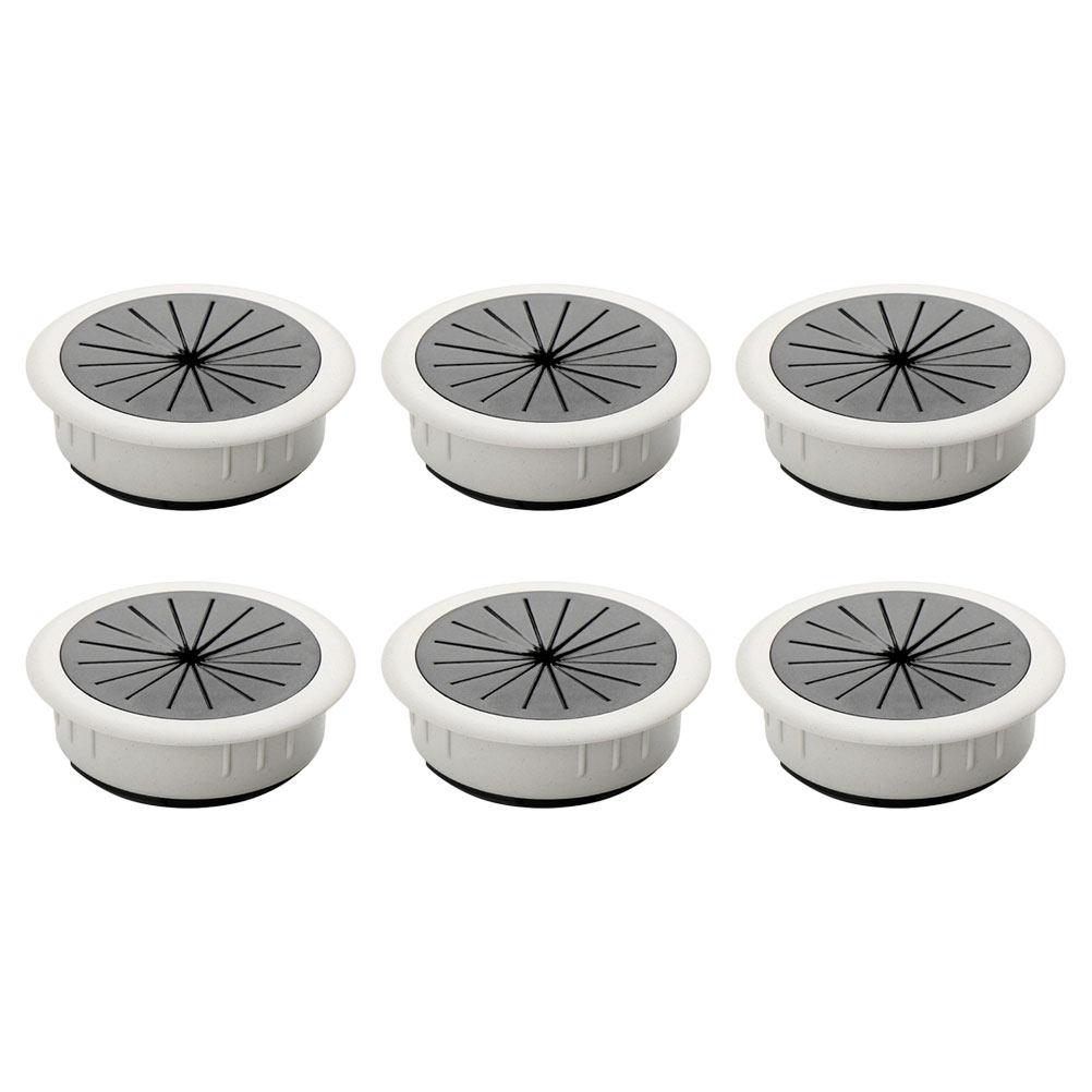 6Pcs Black Zinc Alloy Cable Hole Covers Desk Wire Grommets Organizers for Computer Office Desk Cable Management