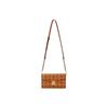 Tracy Messenger Bag Features a Retro-print Flap Design Crafted from Canvas and Leather Medium Size Women's Style Brown-Cognac