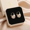 Romantic Flower Ball Dangle Earring For Women Sweet Zircon Flower Drop Earring Elegant Fashion Girl Party Jewelry