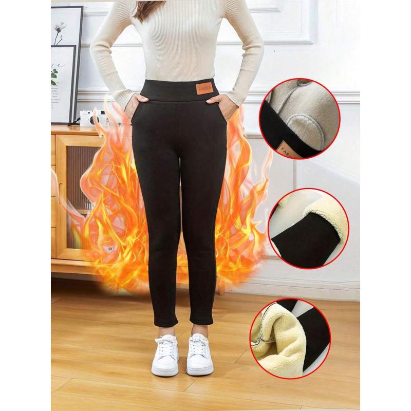 

Lambswool Fleece-Lined Thick Leggings: C62309 Base Layer Pants XXL чёрный