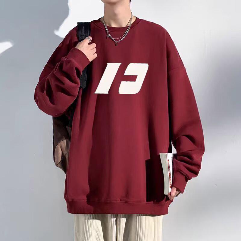 Men's Korean Style Letter Print Hoodie, Loose Fit, Plus Size, Lightweight, Long Sleeve, Perfect for Spring and Autumn.