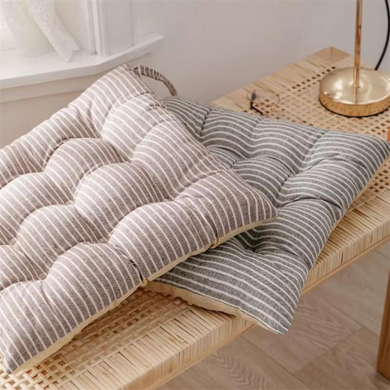 Warm Tone Simple Striped Print Chair Cushion Household Office Sedentary Thicken Soft Seat Pad Home Decor Non-slip Chair Mat