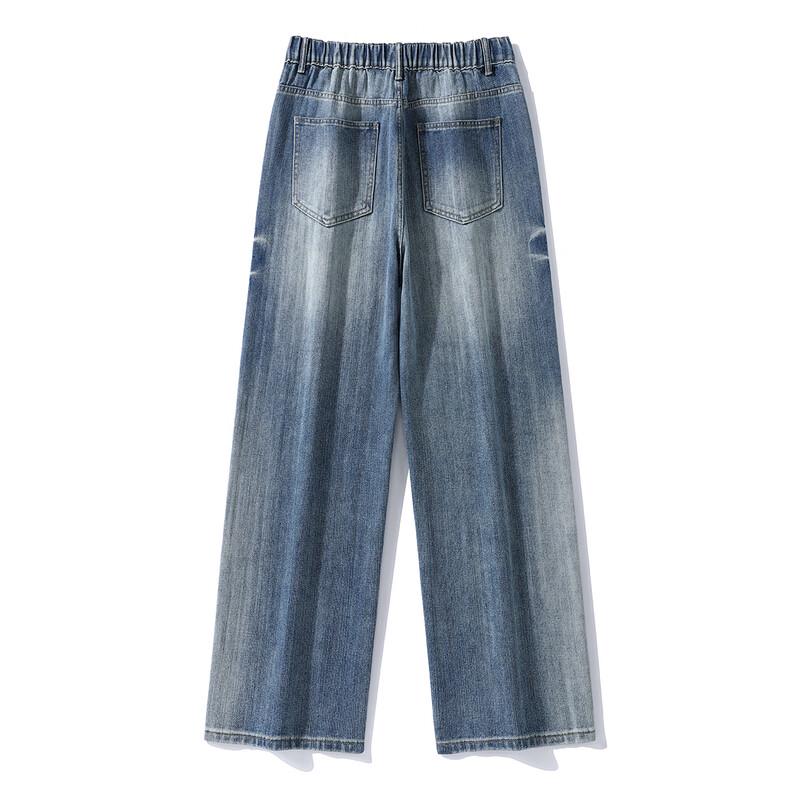 Unisexové retro prané džíny s vysokým pasem, volné a široké nohavice