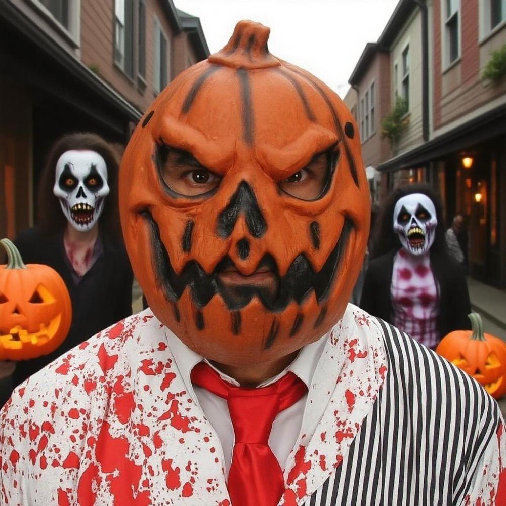 Kids Gift 3D Pumpkin Halloween Mask Realistic Funny Halloween Cosplay Mask Unisex Creativity Full Face Mask Haunted House