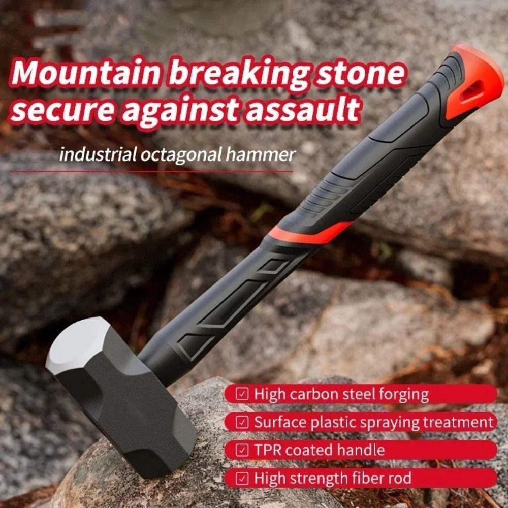 High-carbon Steel Solid Hammer Heavy-Duty Wall Smashing Sledgehammer Octagonal Hammer  Hand Tools