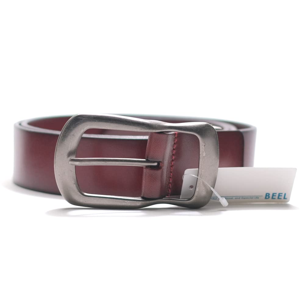 [BEEL] BEEL - A simple yet sophisticated cowhide leather belt perfect for everyday use. Men's and women's leather belt, genuine leather, red.