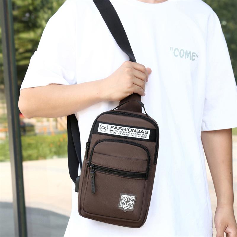 Breast bag men's high-end new single shoulder satchel casual fashion Oxford cloth chest bag outdoor sports lightweight backpack