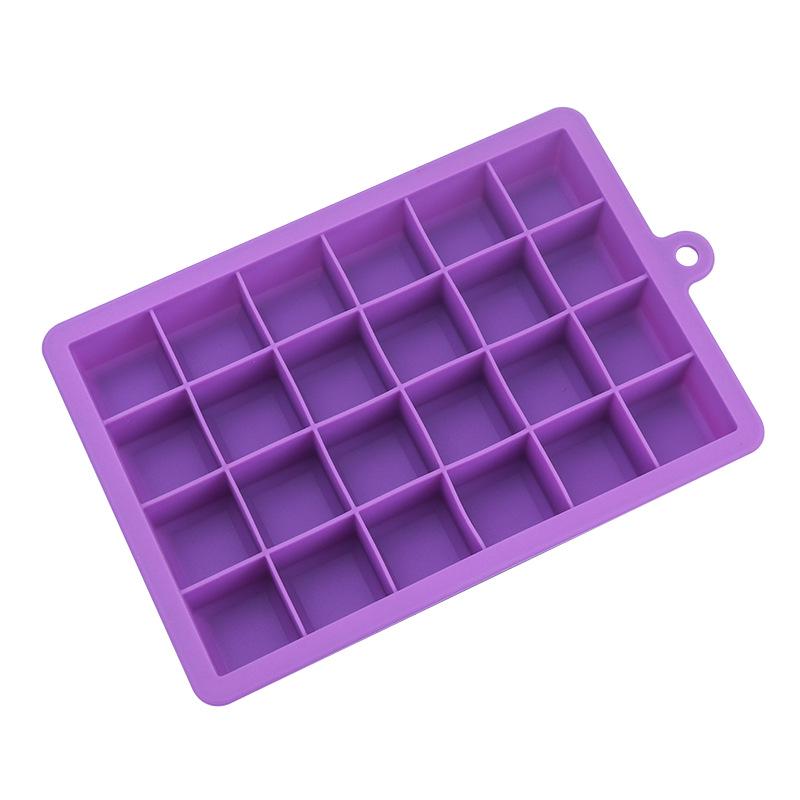 Silicone Ice Cube Tray with Lid, 24 Square Holes for Baby Food, Fruit Puree, Cheese, or Jelly Mold.