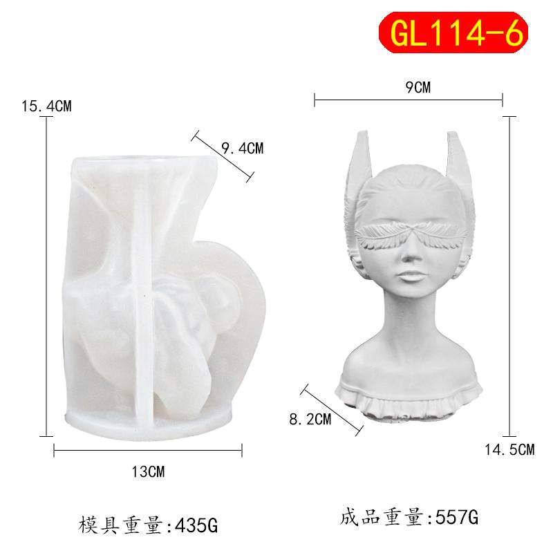 15cm Big Beautiful Goddess Lady Gypsum silicone mold Angel Girl Women Bust Statue Candle Silicone Mold Female Figures Resin mold