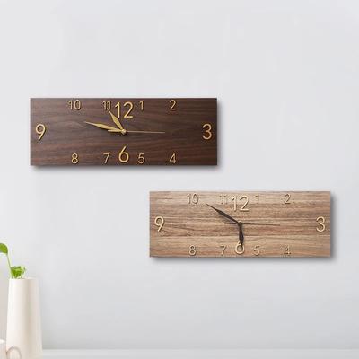 Amerikanische Country Retro Stereo Digitale Rechteckige Wanduhr Kreative Wohnzimmerdekoration Massivholz Quarzuhr Uhr