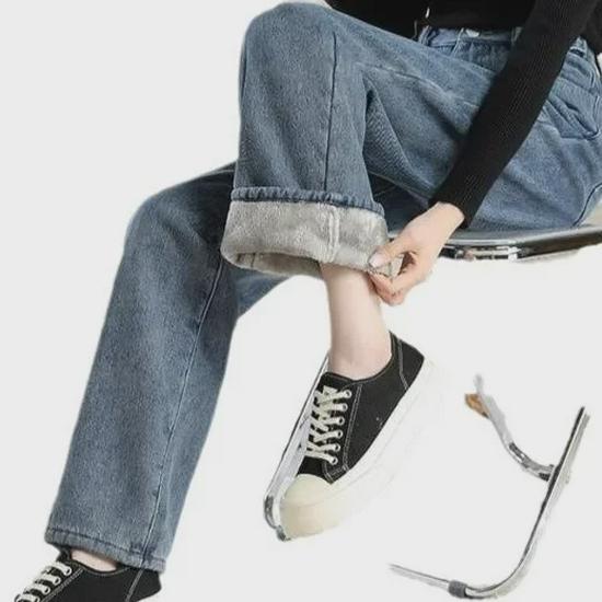 Dámské sametové džíny s vysokým pasem a rovnými nohavicemi - Zimní 2024 Teplé kalhoty se širokými nohavicemi