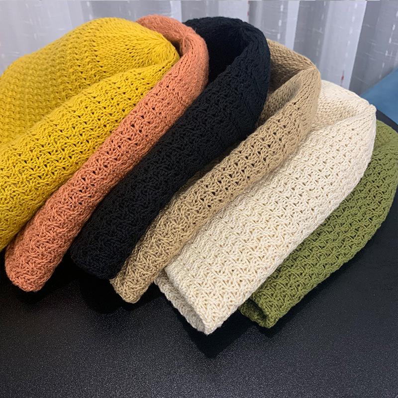 Wind Dome Solid Color Knitted Bucket Hat Autumn and Winter New Bucket Hat Women's Sunscreen Face Cover Basin Hat