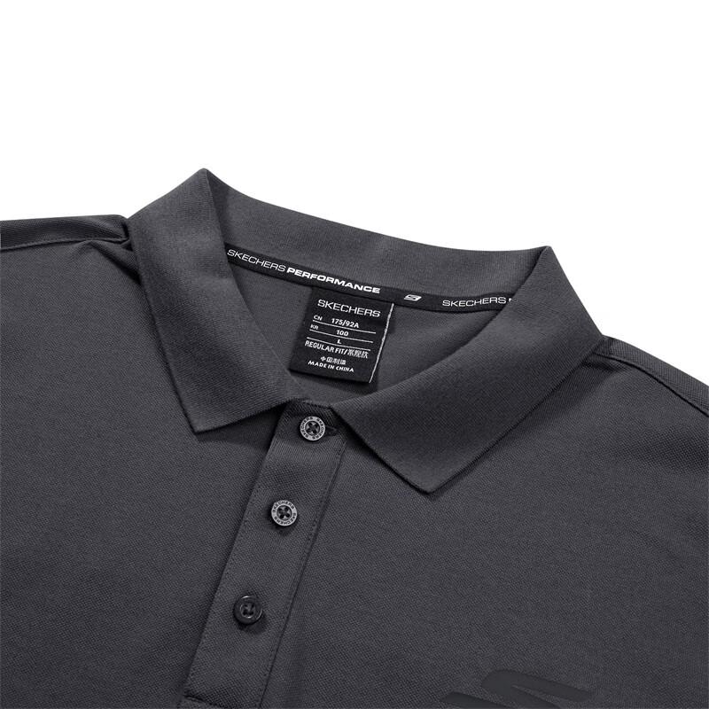 Skechers Sports Series Solid Color Logo Pullover Short Sleeve Polo Shirt Men tops Odyssey-Gray P223M126-026R