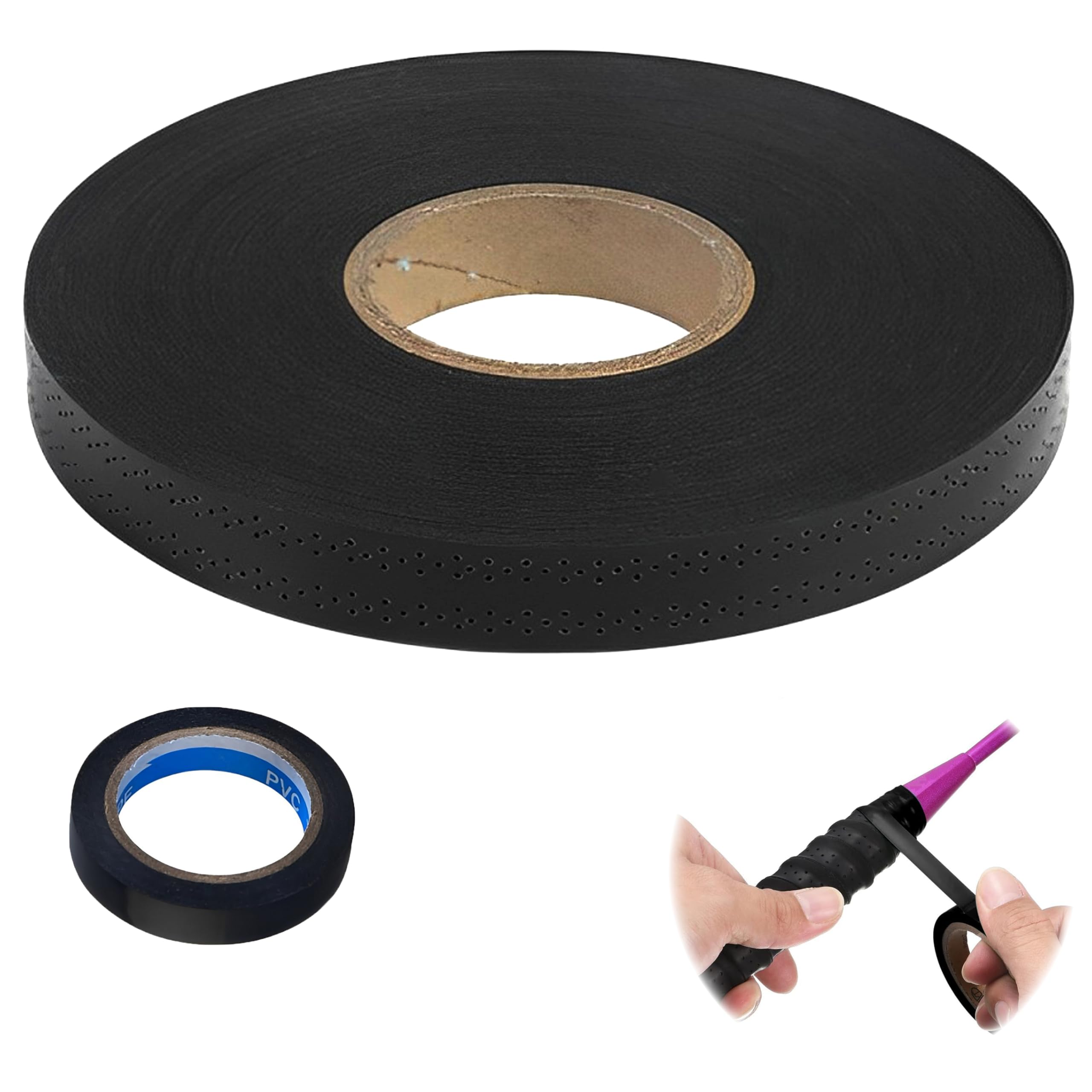 

akindou Grip Tape for Black PU 45m Suitable for Table Fishing and Golf Breathable and Even with Sweat Tennis, Badminton, Material, Roll, Tennis, Rods,