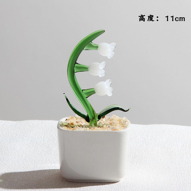 Handmade Glass Blown Cactus Cute Crystal Art Cactus Statue Collection Desk Desktop Simulation Plant Decoration