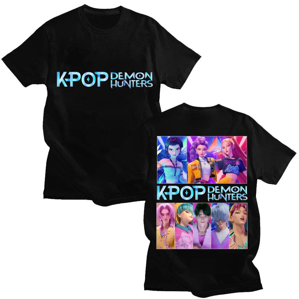 KPop Demon Hunters Huntrix Saja Boys Graphic T-shirts Men Women Fashion Manga Short Sleeve Oversized 100% Cotton Casual T Shirts