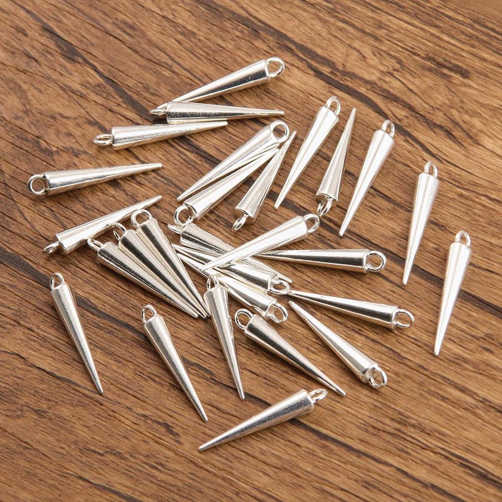 4 DIY Zinklegierung Glänzende Kegelanhänger für Schlüsselanhänger, Taschen, Halsketten und Armbänder