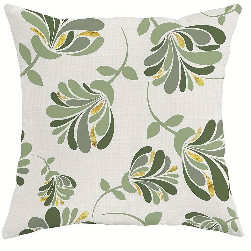 Green and White Spring Hibiscus Flower PillowcaseSuitable for Sofa Car Bedroom Decorative Cushion Cover Pillow Cover