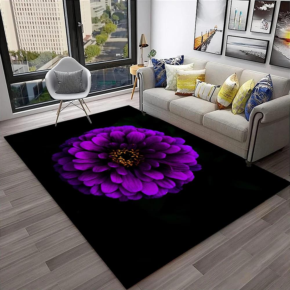HD Nordic Daisy Sun Flowers 3D Carpet Rug for Home Living Room Bedroom Sofa Doormat Decor,kids Play Area Rug Non-slip Floor Mat