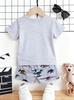 Toddler Boys Cool Multicolor Dinosaur Skeleton 2-Piece Outfit, Summer Gray Cartoon Clothes for Kids, Perfect for Playwear & Outdoor