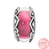 Romantische Perlen, Geständnisse der Liebe, rosa Murano-Glas-Charms, passend für Mode-Armbänder, Mädchen, S925-Sterlingsilber, Schmuck, Geschenk