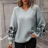 EastRogue Women's Fashion Casual Solid Color Print Autumn Winter Long Sleeve O-Neck Loose Sweaters