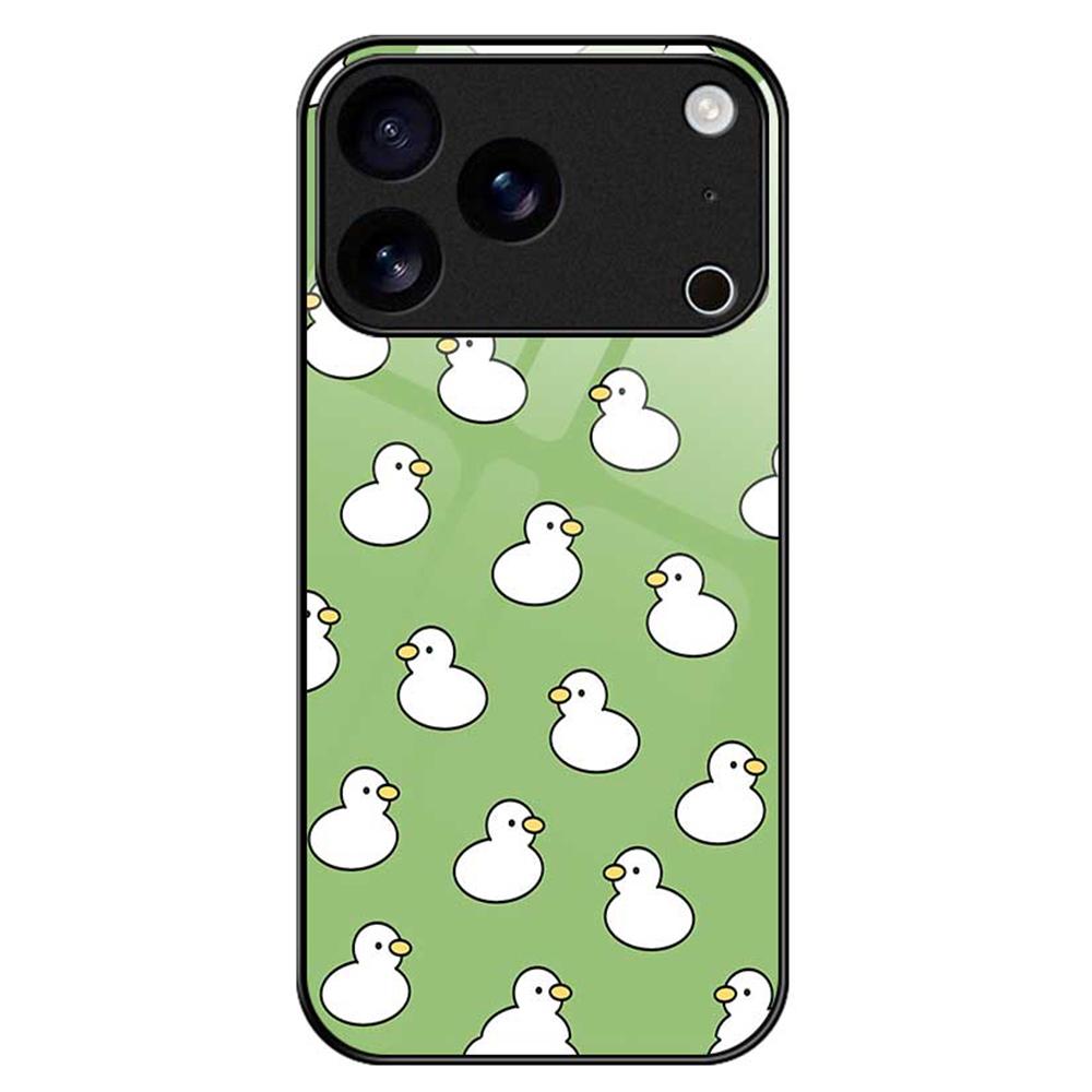 For iPhone 17 Pro Case PC TPU Tempered Glass Pattern Printing Phone Back Cover