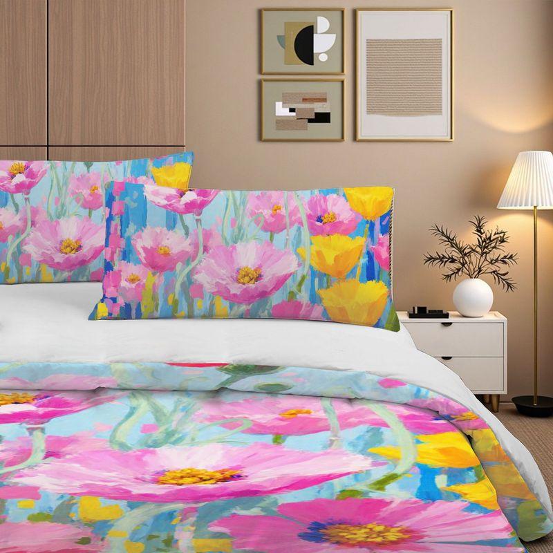 3-Piece Bedding Pillowcase Quilt Cover Set Flower Field 2D Digital Printing Suitable For Bedroom Dormitory Decoration