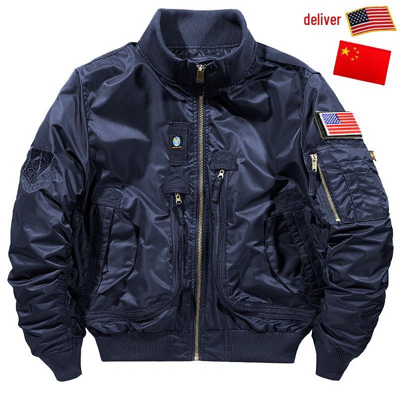 Giacca da baseball da pilota dell'Aeronautica 726 - Collo alto, stile workwear, resistente a graffi e usura, capospalla sottile.