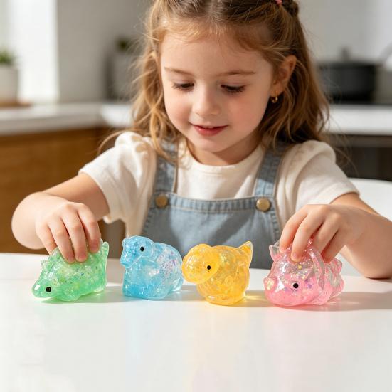 Dinosaur Shape Squeeze Toy Glitter Soft Pinch Toy for Stress Relief