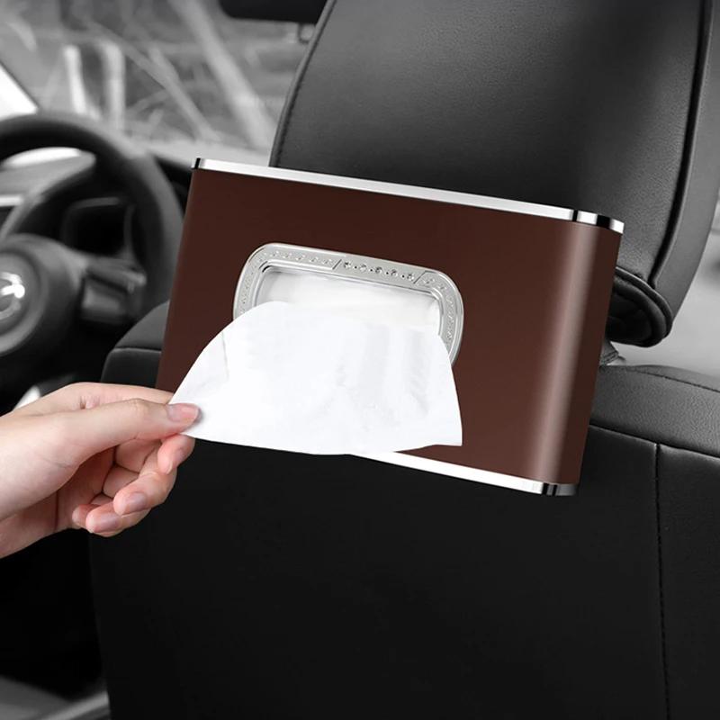 Car tissue box, high-end armrest box, hanging style, high-end creative car tissue box, interior supplies, high-end red