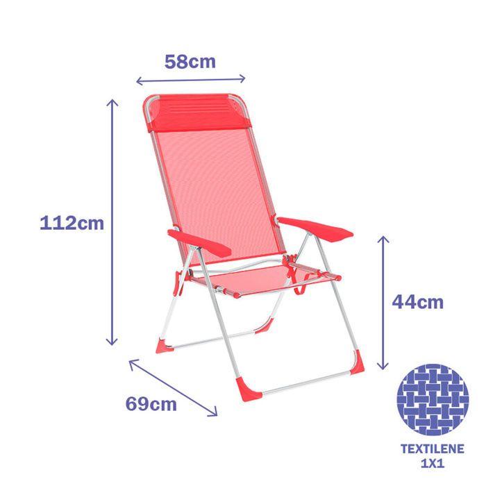 Chaise Pliante - Marbueno - Corail - Aluminium - 5 Positions - Design Moderne