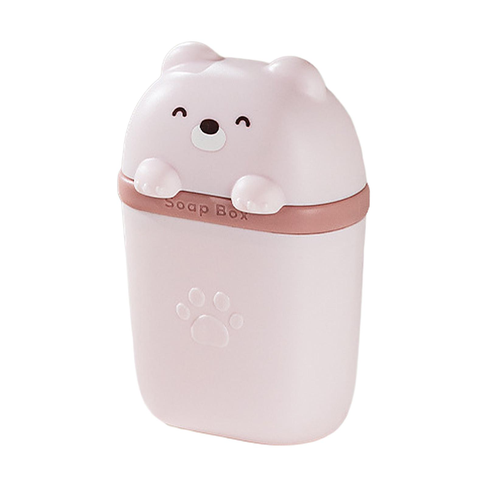 

Portable Soap Box with Drainage Cute Bear Shape Leakproof Travel Soap Holder for Camping Travel Lightweight Platic