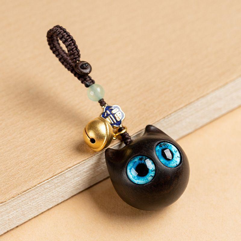 1Pc Wooden Cat Keychain Anime Cute Mobile Phone Chain Car Wooden Pendant Personality Creative Cute Keychain Accessories