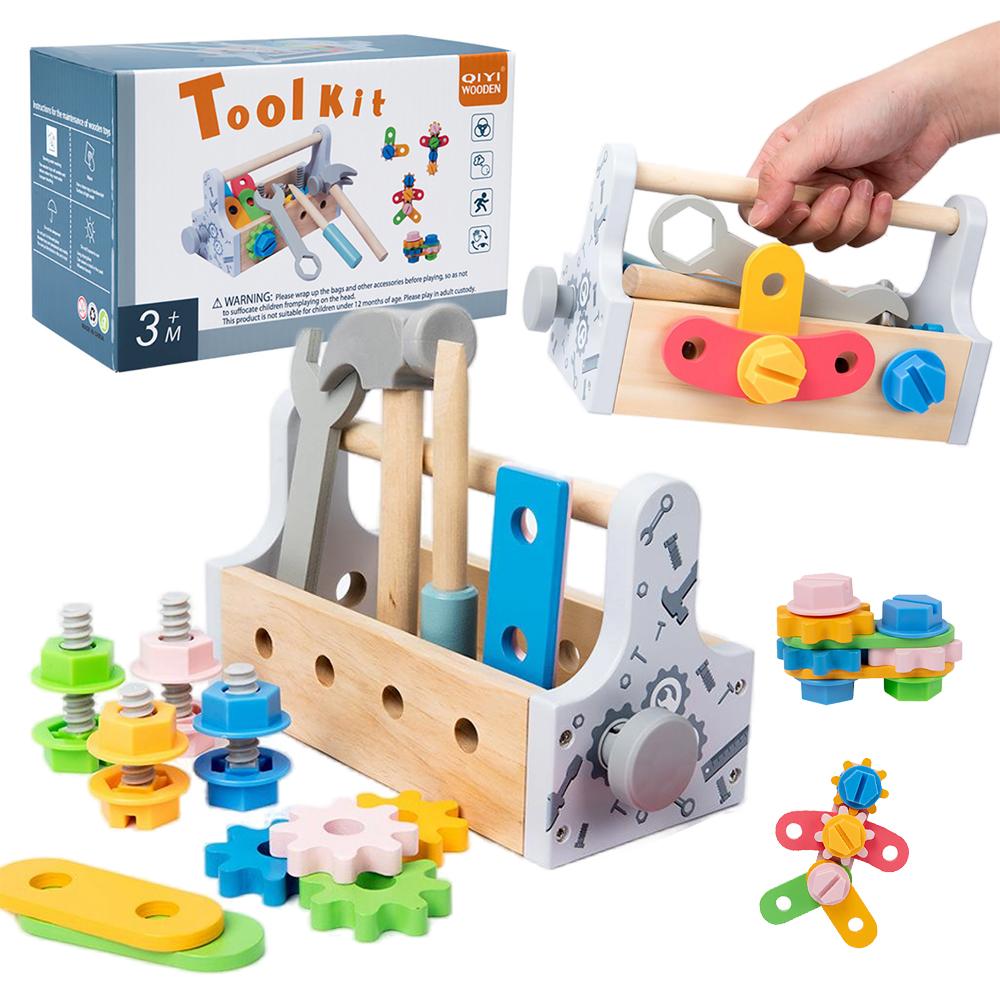 Children Toolbox Wooden Toys Pretend Play Set Nut Disassembly Screw Assembly Simulation Repair Games Educational Sensory Toys