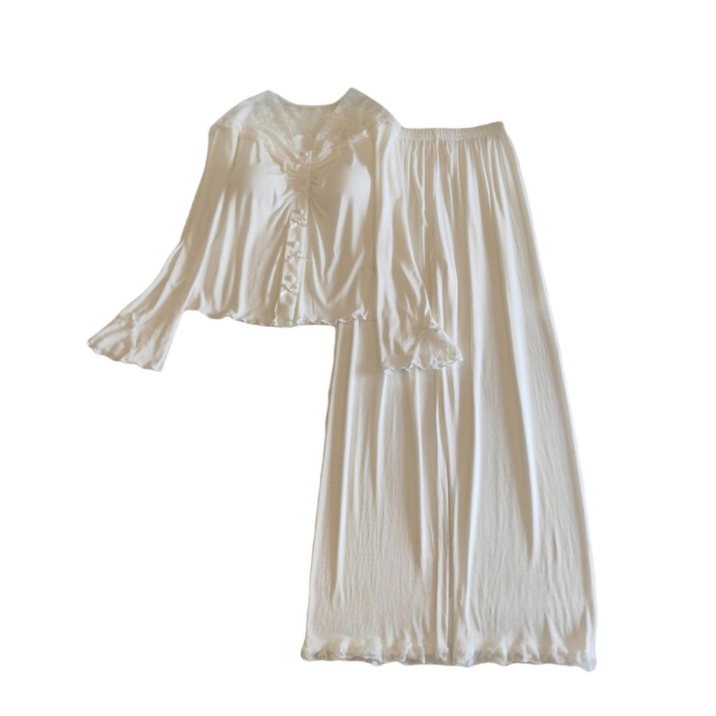 Damska piżama modalna z wkładkami na biust: Dwuczęściowy komplet do domu z długim rękawem i długimi spodniami na każdą porę roku