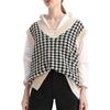 Loose Knitted Vest Sweater Women Sleeveless Thick Vintage Sweater Vest Female Waistcoat Chic Tops  Houndstooth Women Clothing