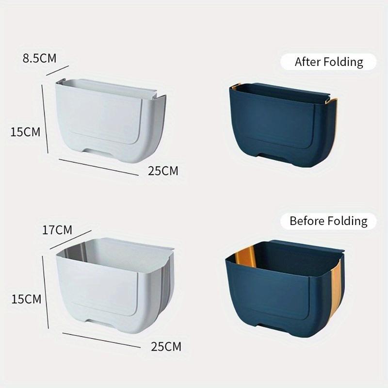 1pcs New Kitchen Wall-mounted Foldable Trash Can Household Plastic Hanging Debris Storage Barrel Multi-function Cabinet Door Hanging Type