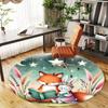 1pc Fox Rabbit Round Chair Mat Area Rug - Non-Slip, Floor Mat for Office, Bedroom, and Indoor Decor -1002059