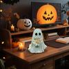 Ghost Figurine Resin Ghost Halloween Decor With Flowers Spooky Decoration Ornament Figure For Tabletop Entryway Bedroom Living
