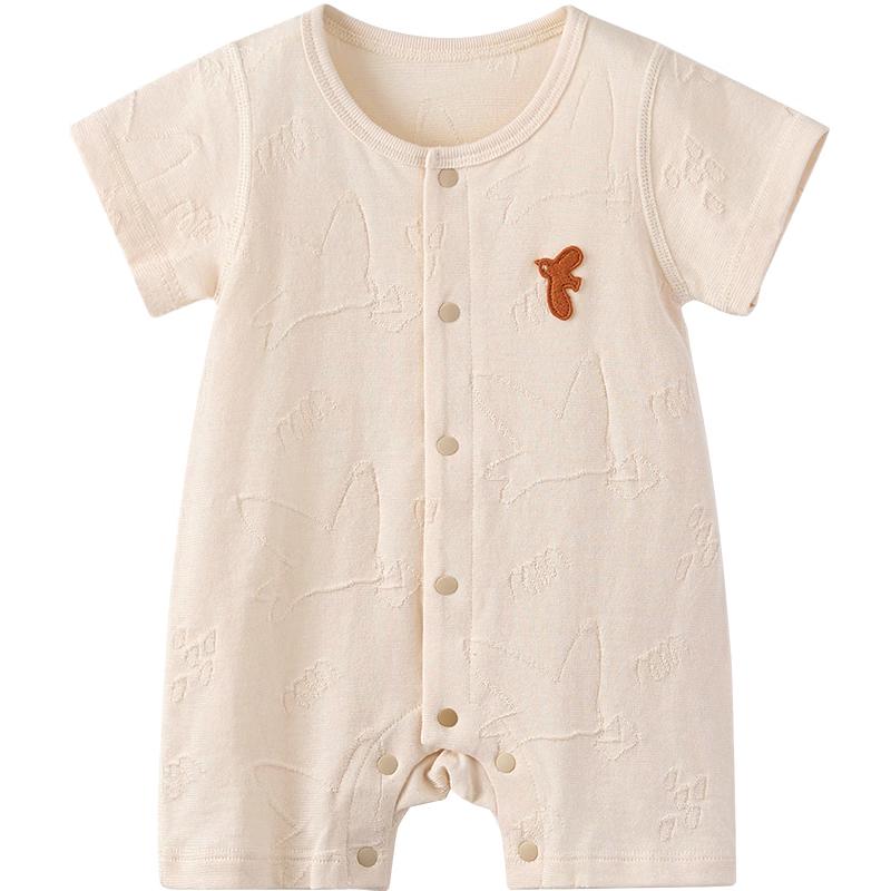 TONGTAI Baby Jacquard Pure Cotton Short Sleeve Romper