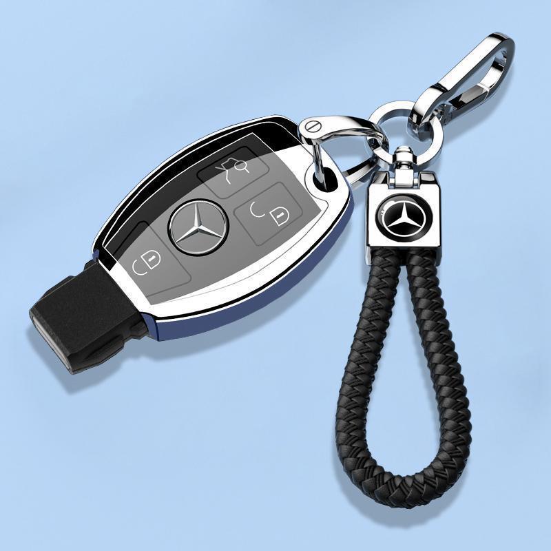 Mercedes-Benz GLA230 Key Case (2015-2019) Full Coverage Blue Protective Shell with Chain