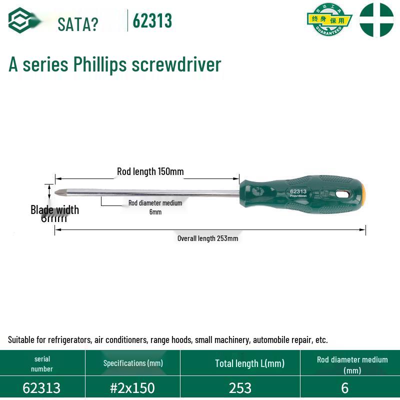 SATA 62303 Phillips Magnetic Screwdriver, 62304 Torx Screwdriver, A Series 62302