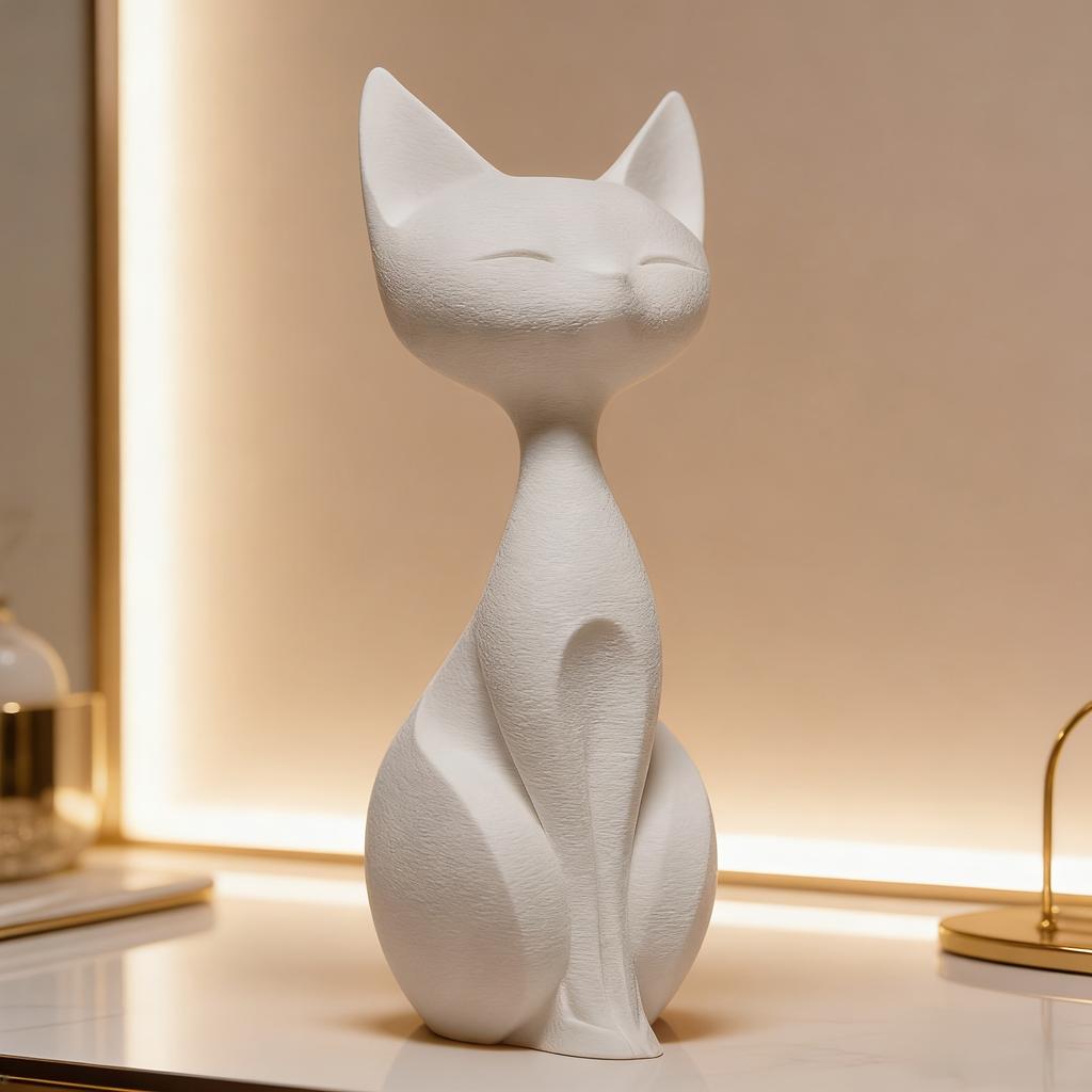 11cm Elegant Cat Figurine Model Cat Ornament Desktop Decoration Creative Gift