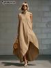 New  Fashion Minimalist Sleeveless Zippered Loose Cotton Linen Dress for Women