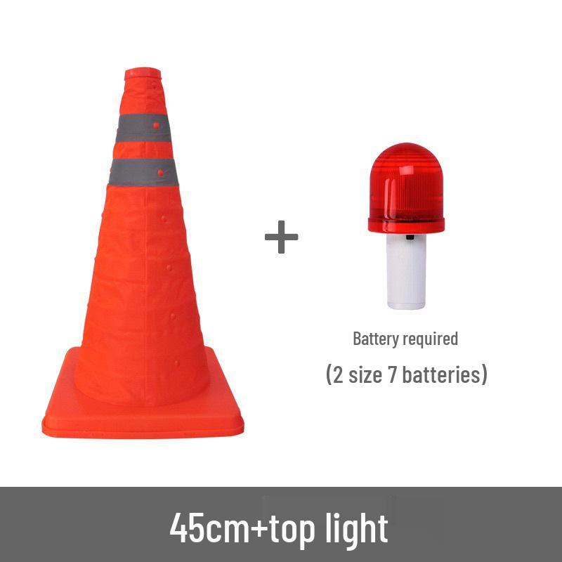 Car with Retractable Traffic Cones: Folding, Reflective, Triangular, and Portable Emergency Parking Warning Indicators