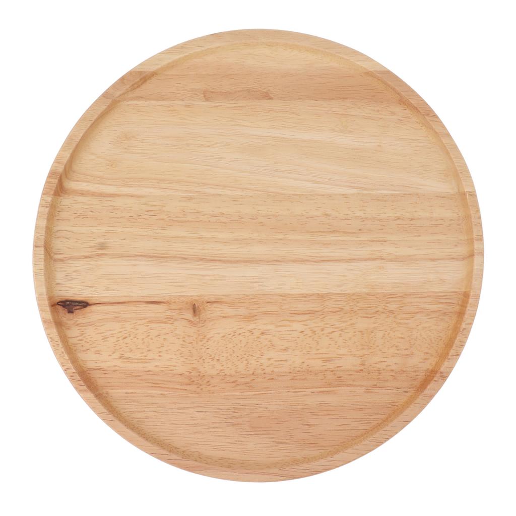 Round Wood Tray 30cm Simple Style Stable Serving Tray for Breakfast Pizza Fruit Snacks