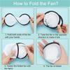 HHO-10 Pcs Foldable Flying Disc Fans 9.8 Inch Sublimation Fans Polyester Black Edge Folding Fan Set With Bag For Party Black