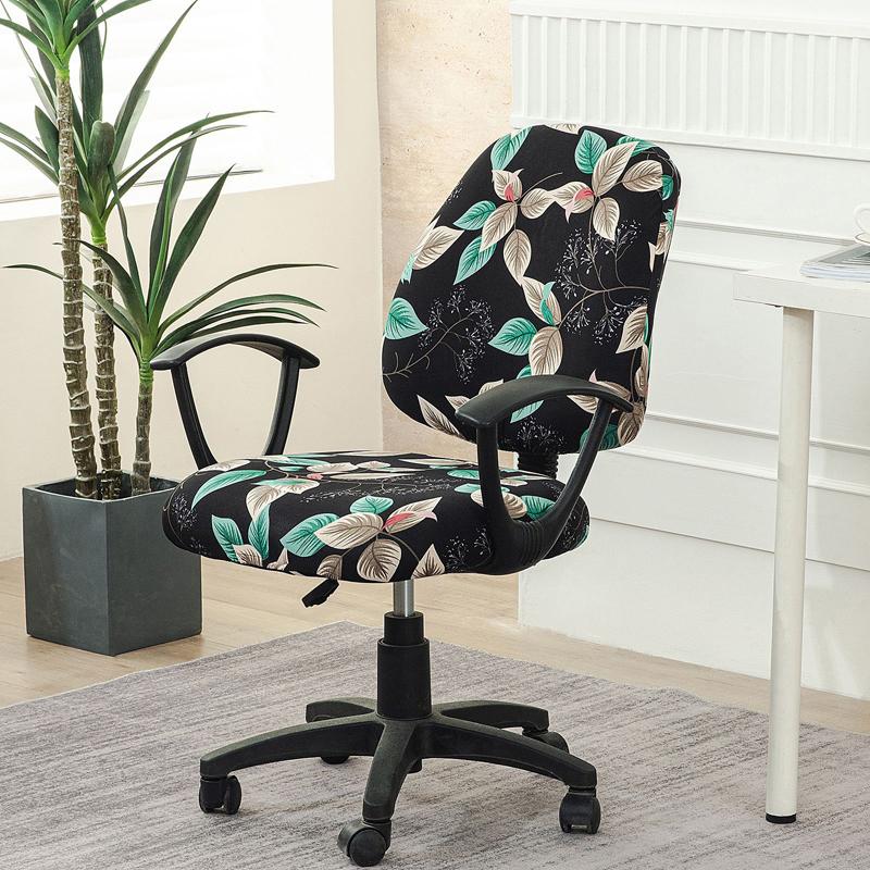 Computer Chair Printed Split Cover Elastic Office Armchair Dust-Proof Seat Cover Universal Study Swivel Chair Protective Case